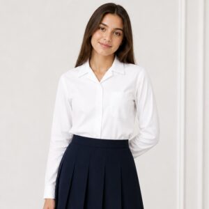 White long sleeve revere blouse 658 by Hunter Schoolwear