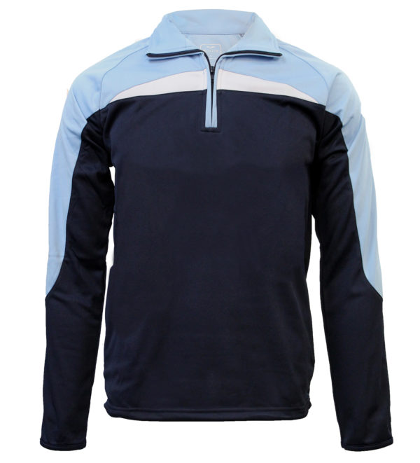 Navy/Sky Blue/White Detroit Half zip sweatshirt from Hunter Schoolwear