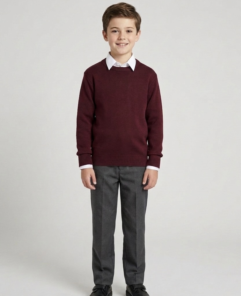 Zip fly PrimarySchool Trousers (242) by Hunter Schoolwear With round neck school jumper