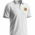 Front view of St Aidan’s Comprehensive white school polo shirt