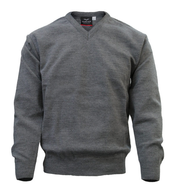 Grey V-Neck Pullover by Hunter Schoolwear