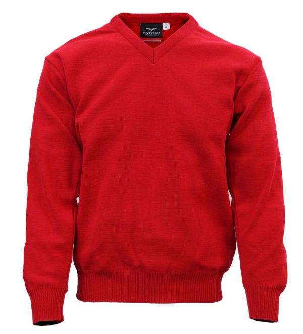 Red V-Neck Pullover by Hunter Schoolwear