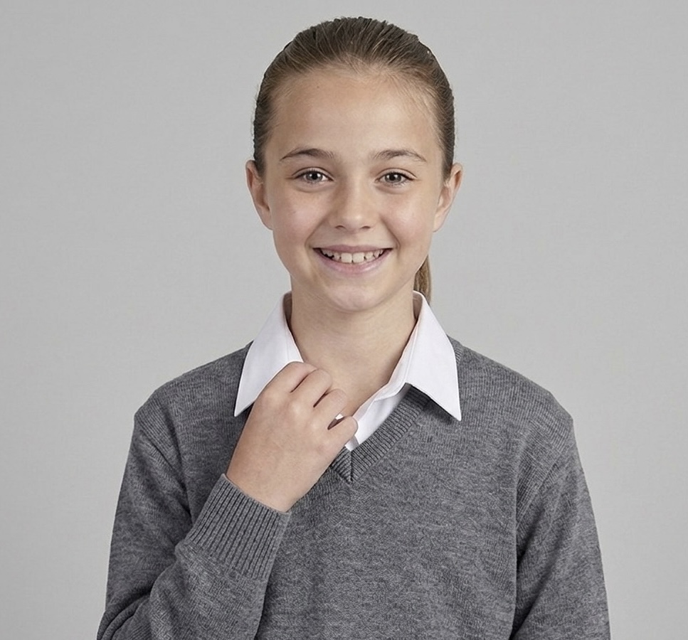 Grey V-Neck Acrylic School Jumper by Hunter Schoolwear
