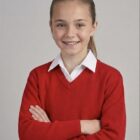 Red V-neck acrylic school jumper by Hunter schoolwear