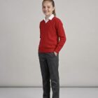 Red V-neck acrylic school jumper by Hunter schoolwear
