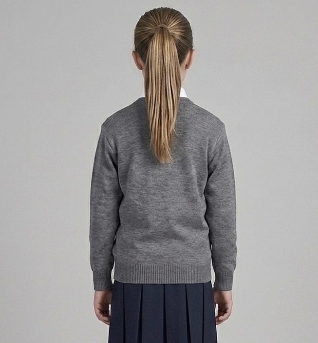Grey V-Neck Acrylic School Jumper by Hunter Schoolwear
