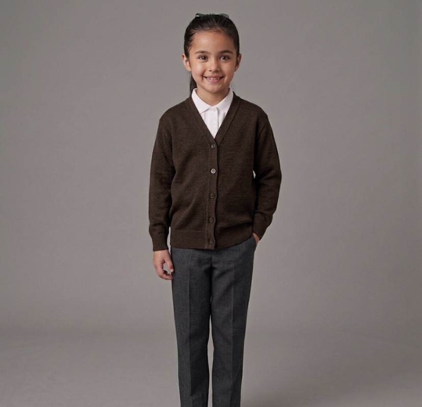 Brown School Cardigan by Hunter Schoolwear