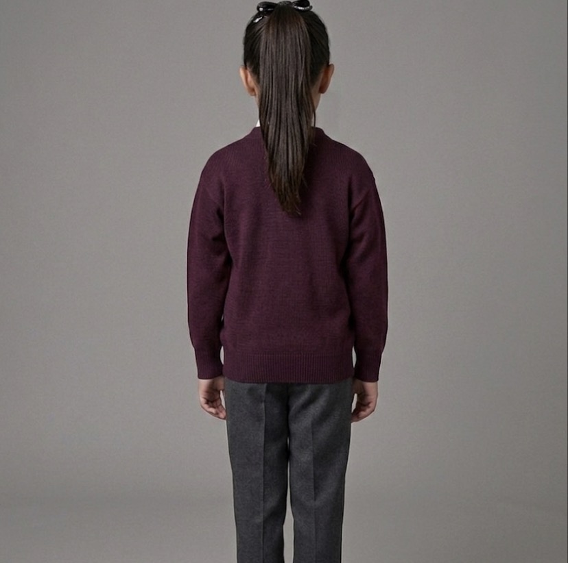 Reverse view wine cardigan