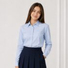 Blue regular fit school blouse long sleeve by Hunter Schoolwear