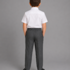 Grey Pull up Mock Fly school Trousers by Hunter Schoolwear