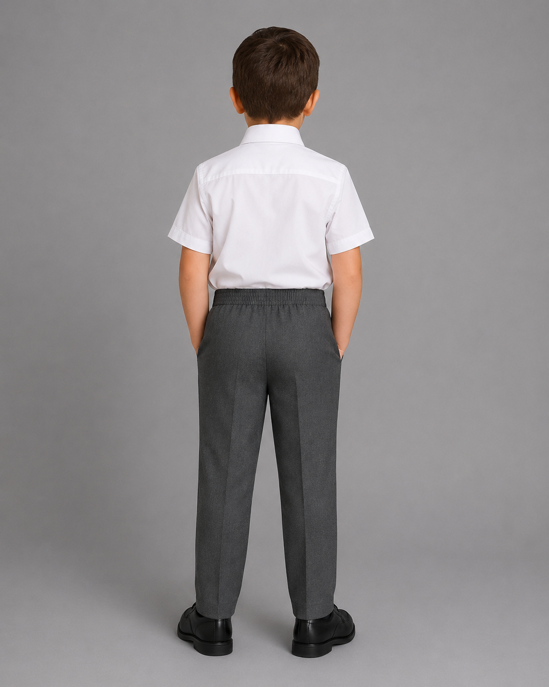 Grey Pull up Mock Fly school Trousers by Hunter Schoolwear