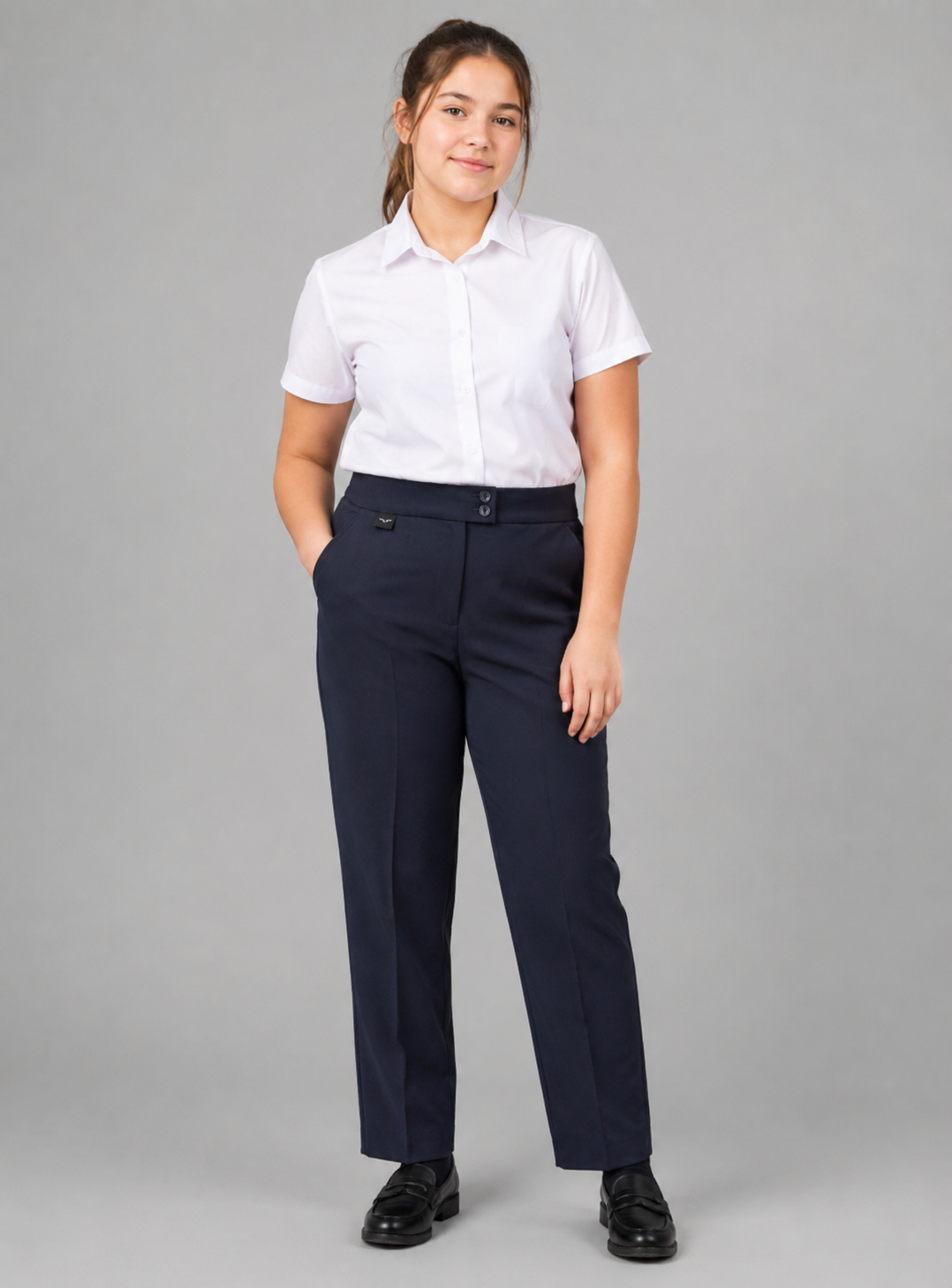 Flexible Waist Girls School Trousers by Hunter Schoolwear