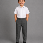 Grey Pull up Mock Fly school Trousers by Hunter Schoolwear