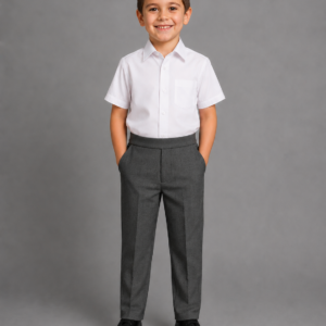 Grey Pull up Mock Fly school Trousers by Hunter Schoolwear