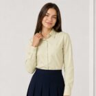 Cream long sleeved school blouse by Hunter Schoolwear