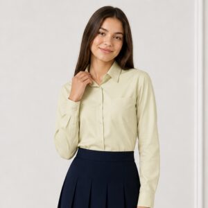 Cream long sleeved school blouse by Hunter Schoolwear