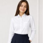 White regular fit school blouse long sleeve by Hunter Schoolwear