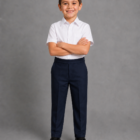 Navy Pull up Mock Fly school Trousers by Hunter Schoolwear