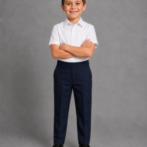 Navy Pull up Mock Fly school Trousers by Hunter Schoolwear