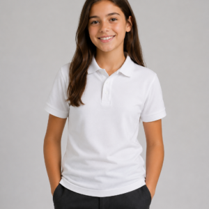 Unisex white school polo shirt by Hunter Schoolwear