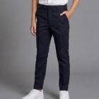 Navy Boys Slim Fit Trousers by Hunter Schoolwear 420