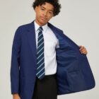 Boys stain resistant school blazer interior lining and storage pockets detai