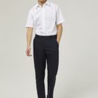 Senior boys slim leg school trousers in navy – flat front, tailored fit, durable and stain-resistant fabric by Trutex