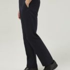Senior boys slim leg school trousers in navy – flat front, tailored fit, durable and stain-resistant fabric by Trutex