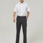 Senior boys slim leg school trousers in grey – flat front, tailored fit, durable and stain-resistant fabric by Trutex