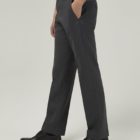 Senior boys slim leg school trousers in grey – flat front, tailored fit, durable and stain-resistant fabric by Trutex