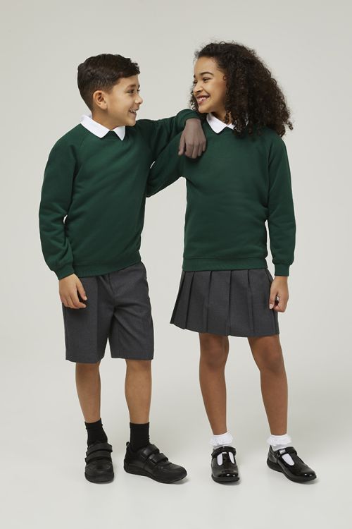 Bottle Green Trutex crew neck school jumper for boys and girls school uniform Bottle Green Trutex crew neck school jumper for boys and girls school uniform