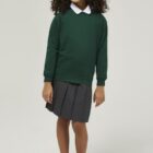Trutex unisex bottle green school sweatshirt with crew neck and raglan sleeves