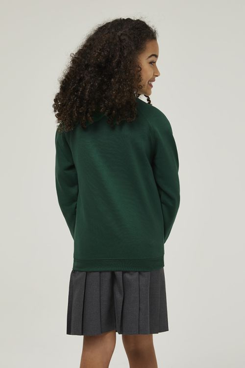 Trutex school uniform crew neck sweatshirt in bottle green cotton blend