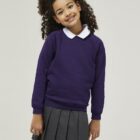 Trutex purple crew neck school sweatshirt with long sleeves and soft fabric