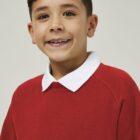 Scarlet Red Trutex school sweatshirt with crew neckline, featuring a classic fit, ribbed cuffs, and hem for a neat, comfortable school uniform look