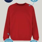 Scarlet Red uniform sweatshirt from Trutex with a traditional crew neck cut, designed for comfort and repeated washing