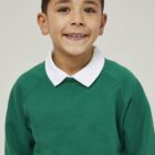 Emerald Trutex school sweatshirt with crew neckline, featuring a classic fit, ribbed cuffs, and hem for a neat, comfortable school uniform look