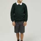 Trutex unisex forest green school sweatshirt with crew neck and raglan sleeves