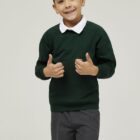 Trutex unisex forest green school sweatshirt with crew neck and raglan sleeves