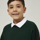 Forest Green Trutex school sweatshirt with crew neckline, featuring a classic fit, ribbed cuffs, and hem for a neat, comfortable school uniform look