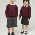 Claret school crew neck sweatshirt by Trutex with ribbed cuffs and hem, durable fabric - ideal for everyday school wear