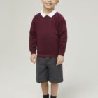 Trutex Claret crew neck school sweatshirt shown front view with classic fit and soft brushed interior