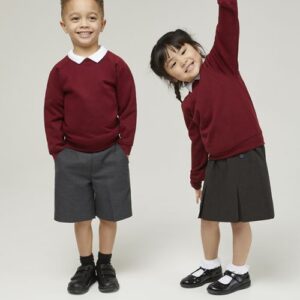 Wine school crew neck sweatshirt by Trutex with ribbed cuffs and hem, durable fabric - ideal for everyday school wear
