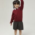 Trutex wine crew neck school sweatshirt shown front view with classic fit and soft brushed interior