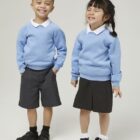 Sky Blue school crew neck sweatshirt by Trutex with ribbed cuffs and hem, durable fabric - ideal for everyday school wear