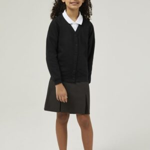 Black Trutex school sweat cardigan with button front and ribbed cuffs for everyday school uniform wear
