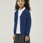 Royal blue School Cardigan made from sweatshirt fabric, a great choice for allergy and skin conditions