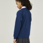 Back view of Trutex royal blue school cardigan made from durable sweat fabric with soft brushed inner fabric