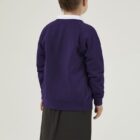Back view of Trutex purple school cardigan made from durable sweat fabric with soft brushed inner fabric