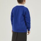 Back view of Trutex Cobalt school cardigan made from durable sweat fabric with soft brushed inner fabric